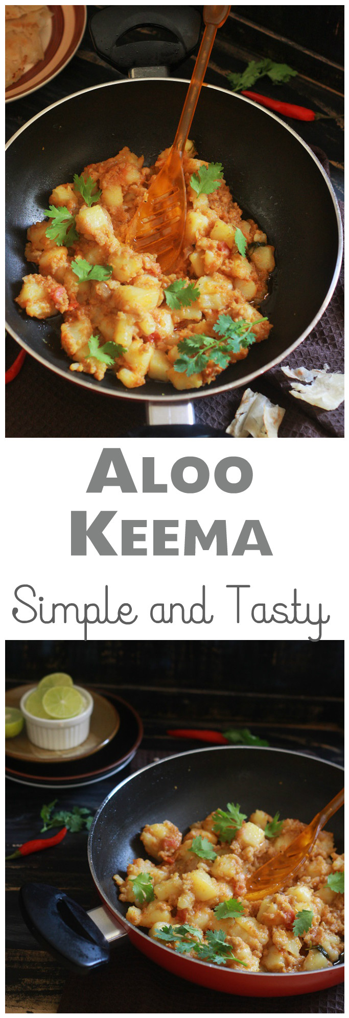 An easy and tasty aloo keema recipe. Potatoes cooked along with mutton mince with spices. It tastes great with roti, chapati, nan, plain rice or even jeera rice.