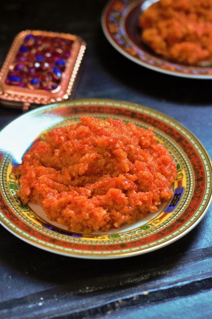 Gajar ka Halwa in Pressure Cooker. A very simple and quick to make carrot halwa which is made in pressure cooker to save the time that it takes to cook the carrots. With this method it is a breeze to make this yummy and traditional dessert in a jiffy.