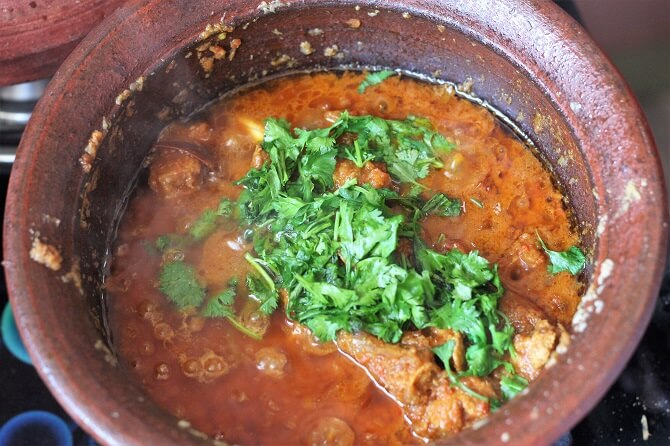 garnishing with coriander leaves