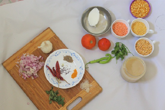 Ingredients required for mix dal tadka