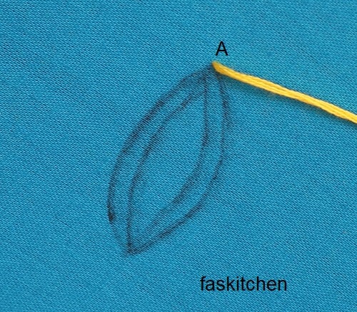 starting the open fishbone stitch