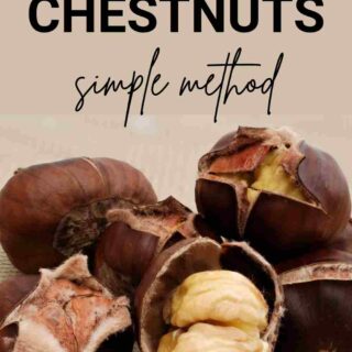 bunch of chestnuts. text reads: how to roast chestnuts simple method