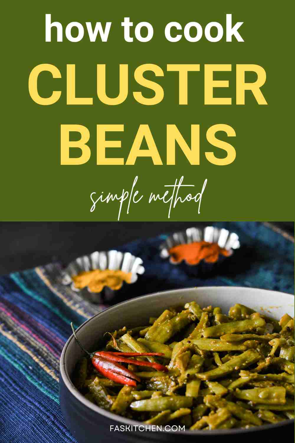 cooked cluster beans in a bowl